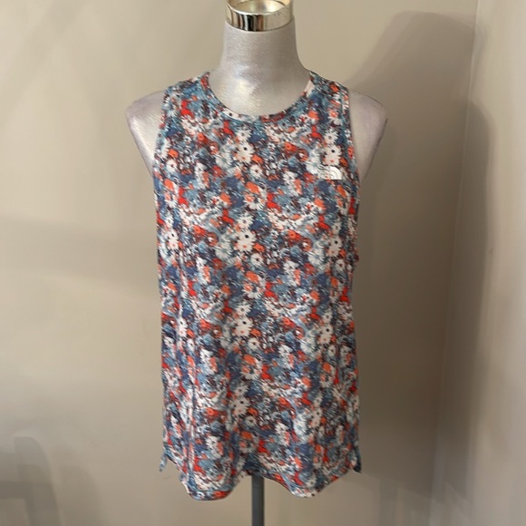 THE NORTH FACE Wander Slitback Womens Tank Top Reef Waters Wild Daisy Print Sz M - Picture 9 of 14